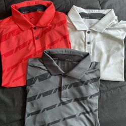 Nike Dri-Fit Golf Polo Shirts Men’s Medium Red Charcoal White (3 Shirt Bundle) 