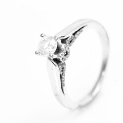 New, Custom Solitaire Diamond , 52 Diamonds adorn Both Sides Of This Custom Solid White Gold Ring.