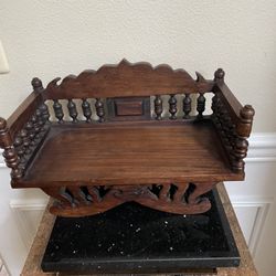 Small Wood Altar Table Elephant God Statue Stand 12”L & 7.5”T