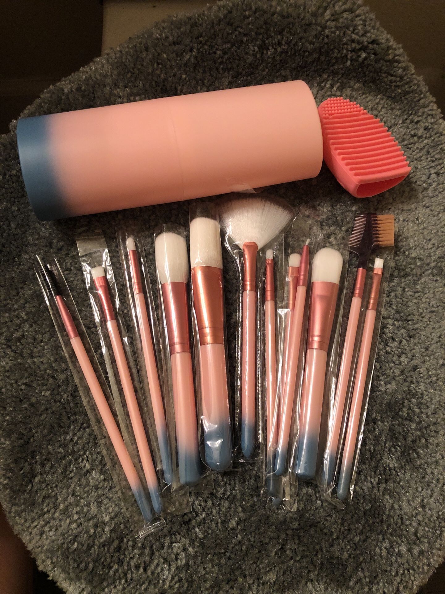 Makeup brush set of 13 with cleaner