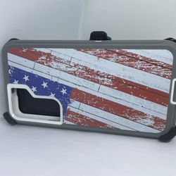 For Samsung Galaxy S22 USA Flag Camouflage Belt Clíp Case 