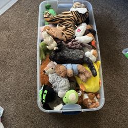 Large Bin Of Stuffed Animals