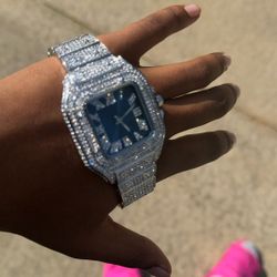 Square Blue VVS Diamond Watch 