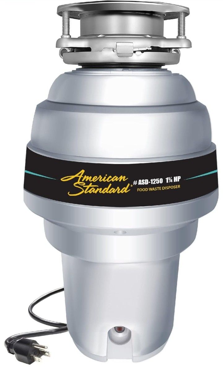 American Standard 10-US-ASD-1250 Premium Garbage Disposal with 3-Bolt Mount System and Odor Protection Processor, Stainless steel, Silver