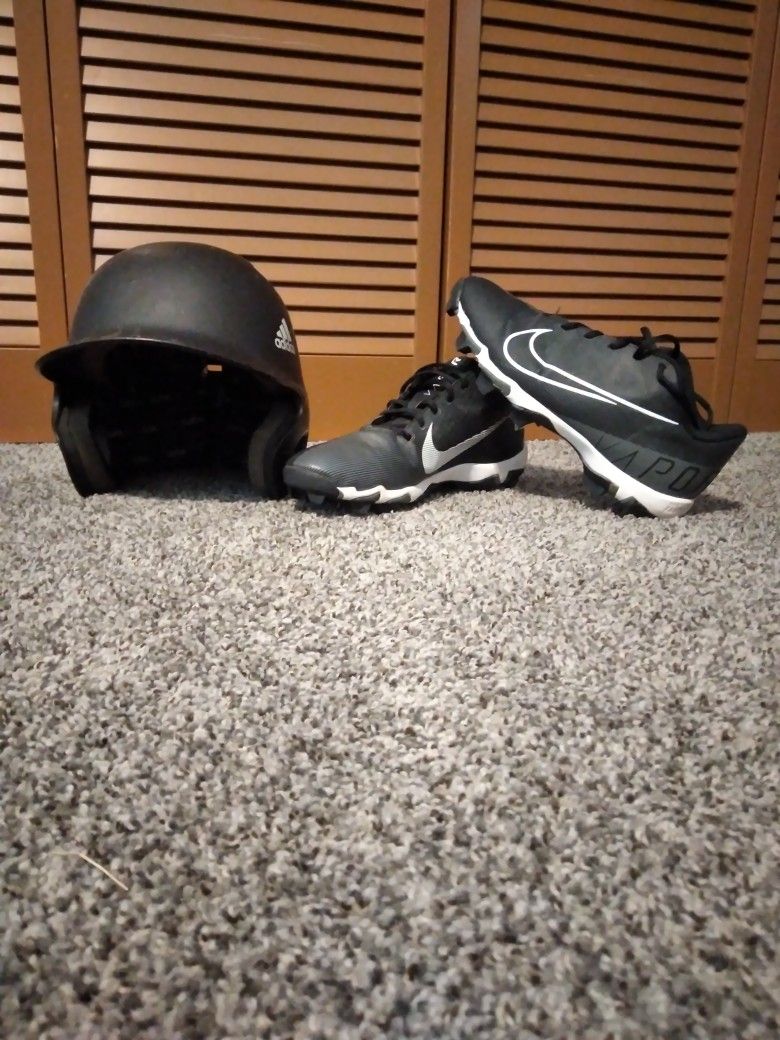 Nike Vapor Ultrafly 3 Baseball Cleats And Adidas Batting Helmet