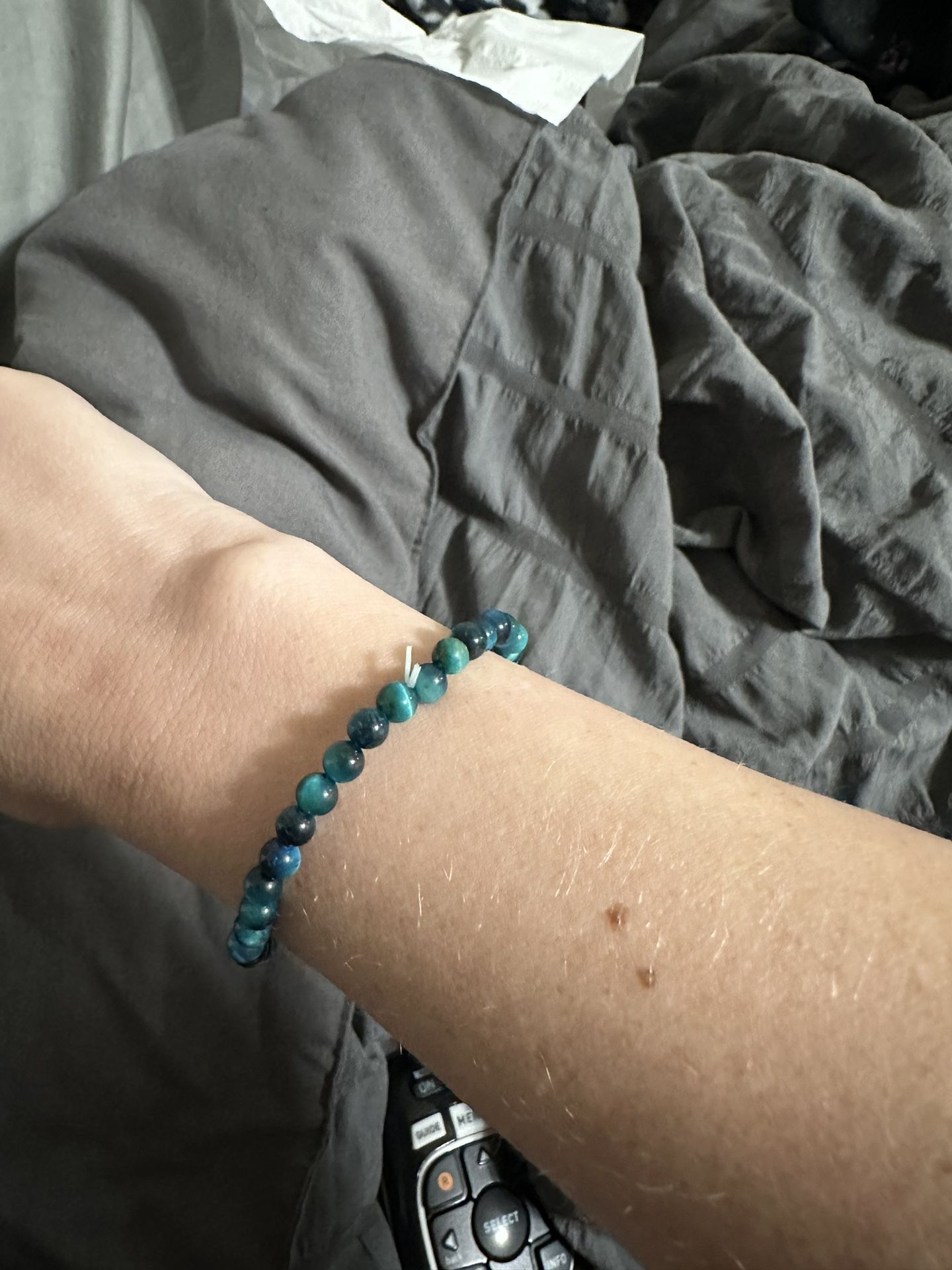 Teal Tigers Eye Beaded Bracelet 