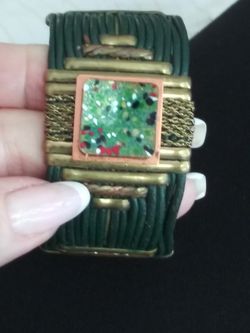 VTG.LEATHER& COPPER& BRASS BRACELET