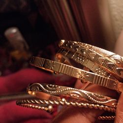 6 Gold Adjustable Bracelets