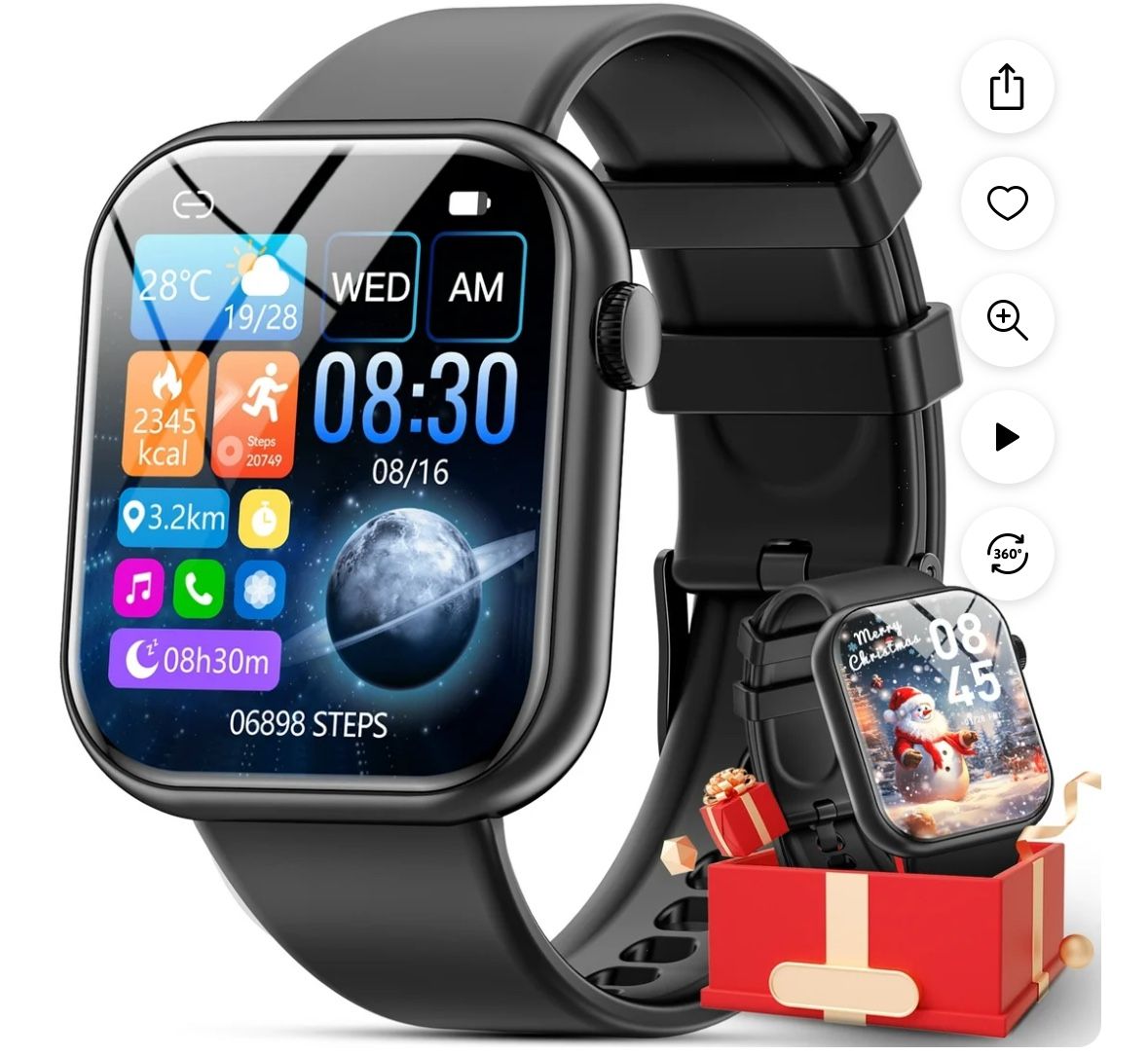 Mingdaln 2024 New 1.85-inch Men Women's Smartwatch with Answer Make Calls 100 Sports Modes Message Reminder, IP67 Waterproof Fitness Tracker for Andro