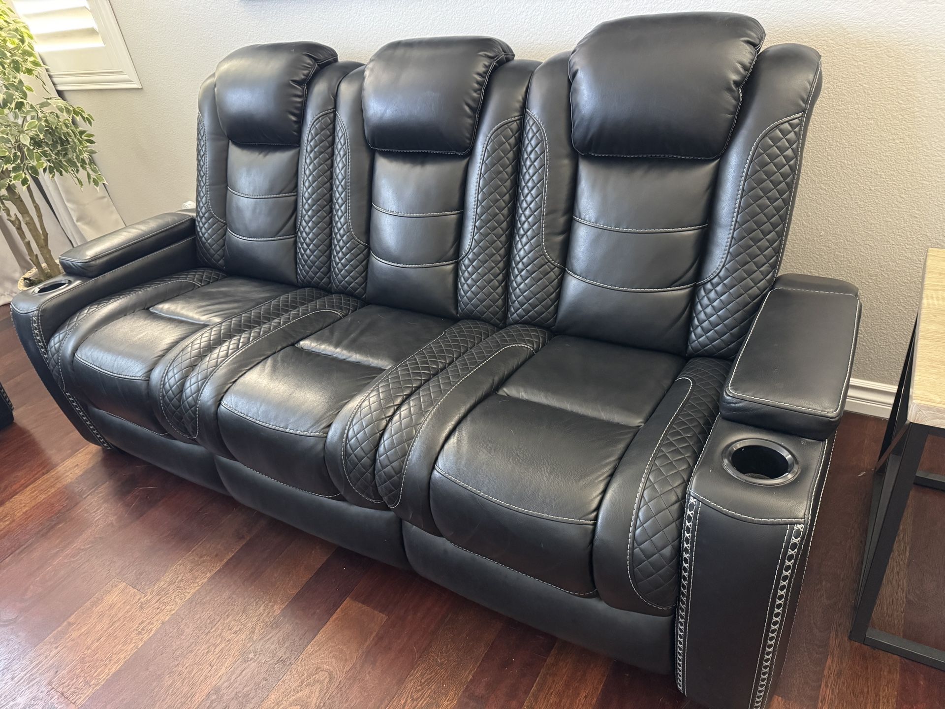 Ashley reclining sofa set-Leather