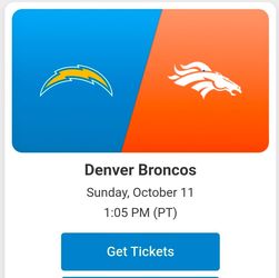Chargers vs Broncos October 11th visitors side section 101