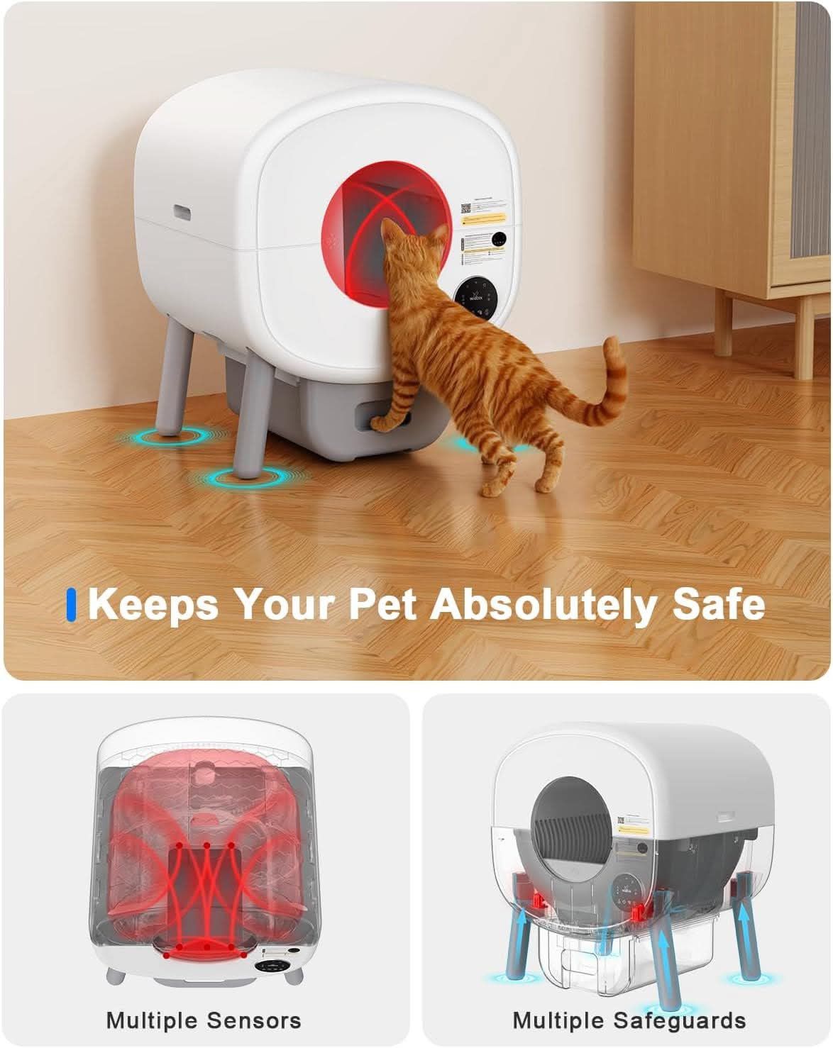 Self Cleaning Litter Box - 65L Automatic Cat Litter Box, Smart Self Cleaning Litter Box for Multiple Cats with APP Control, Arenero para Gatos Autolim