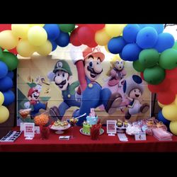 Mario backdrop.