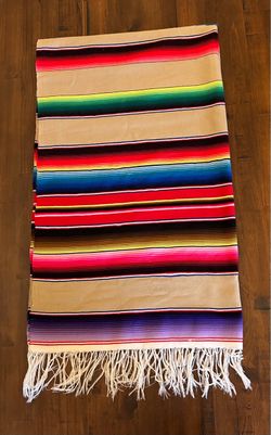 Vibrant Traditional Mexican Serape Blanket / Extra Large Table Runner