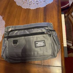 Womens Gray Purse With detached Strap, Several Zipper Compartments , New