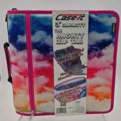 Case-it 3" Printed Nylon Ring Binder with Pockets - RAINBOW CLOUDS