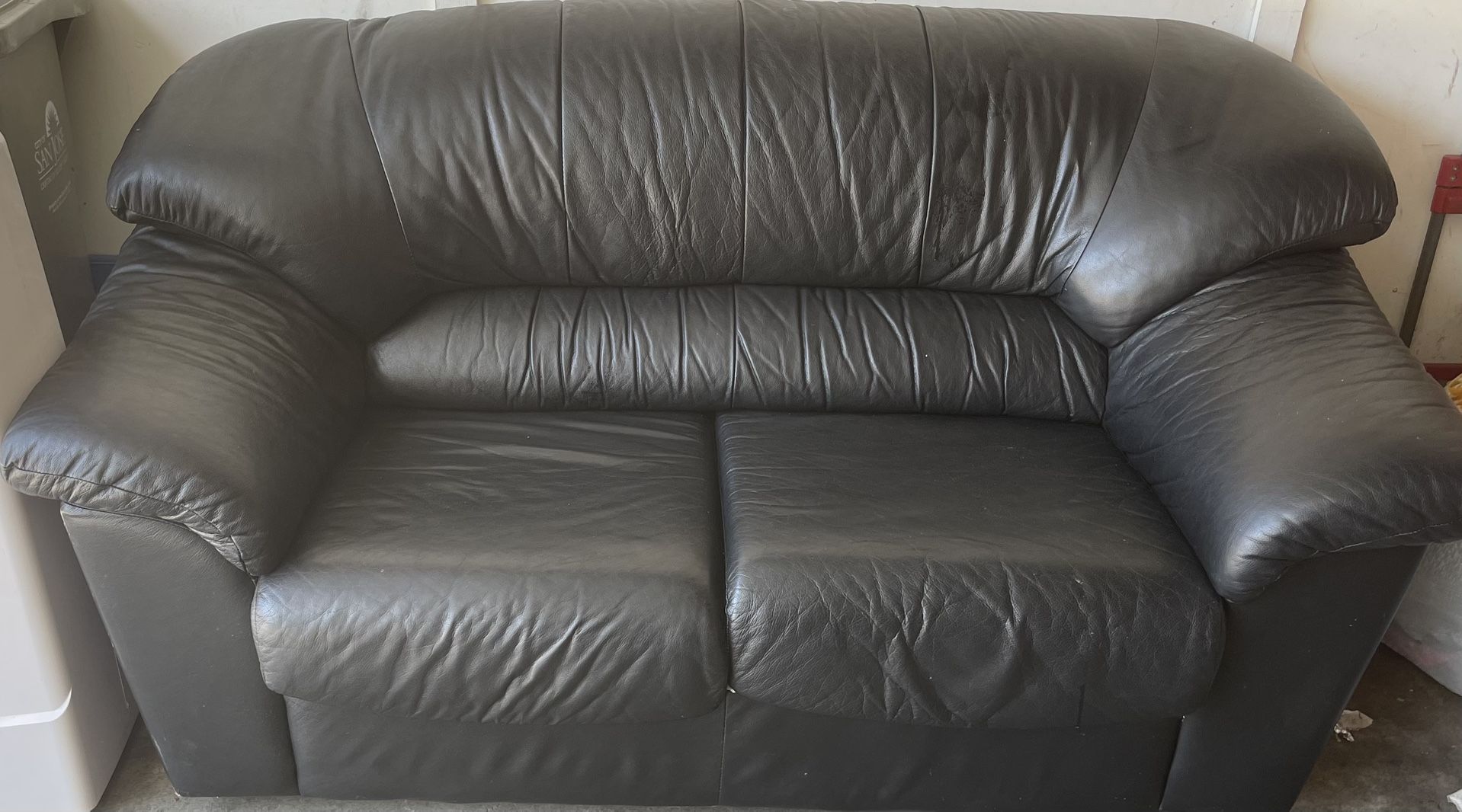 Black Leather Loveseat 