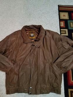 Brown Heavy Leather Jacket Size L