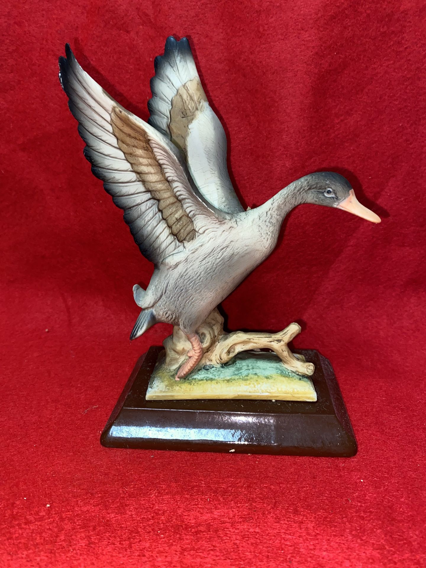 8 Inch x 5 Inch Painted Alabaster Gray Duck Statue Imported From Greece (2 available)