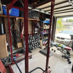 Weight Rack + Bench+ Barbell 