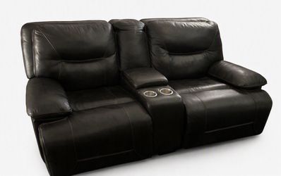Loveseat leather sofa (reclining) + cupholders/center console storage