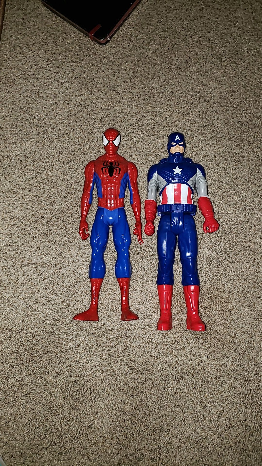 Spiderman Captain America 12" larger action figures Like New