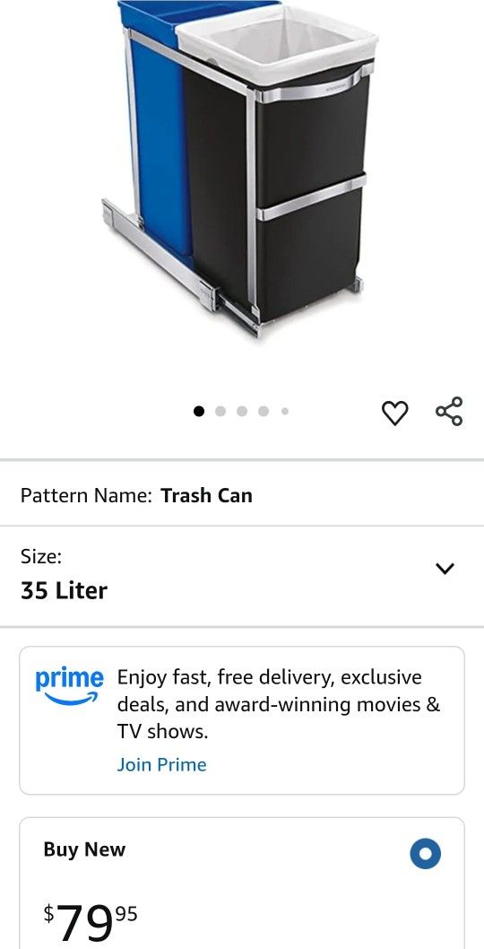 simplehuman 35 Liter / 9.3 Gallon Dual Compartment Under Counter Kitchen Cabinet Pull-Out Recycling Bin and Trash Can, Chrome
