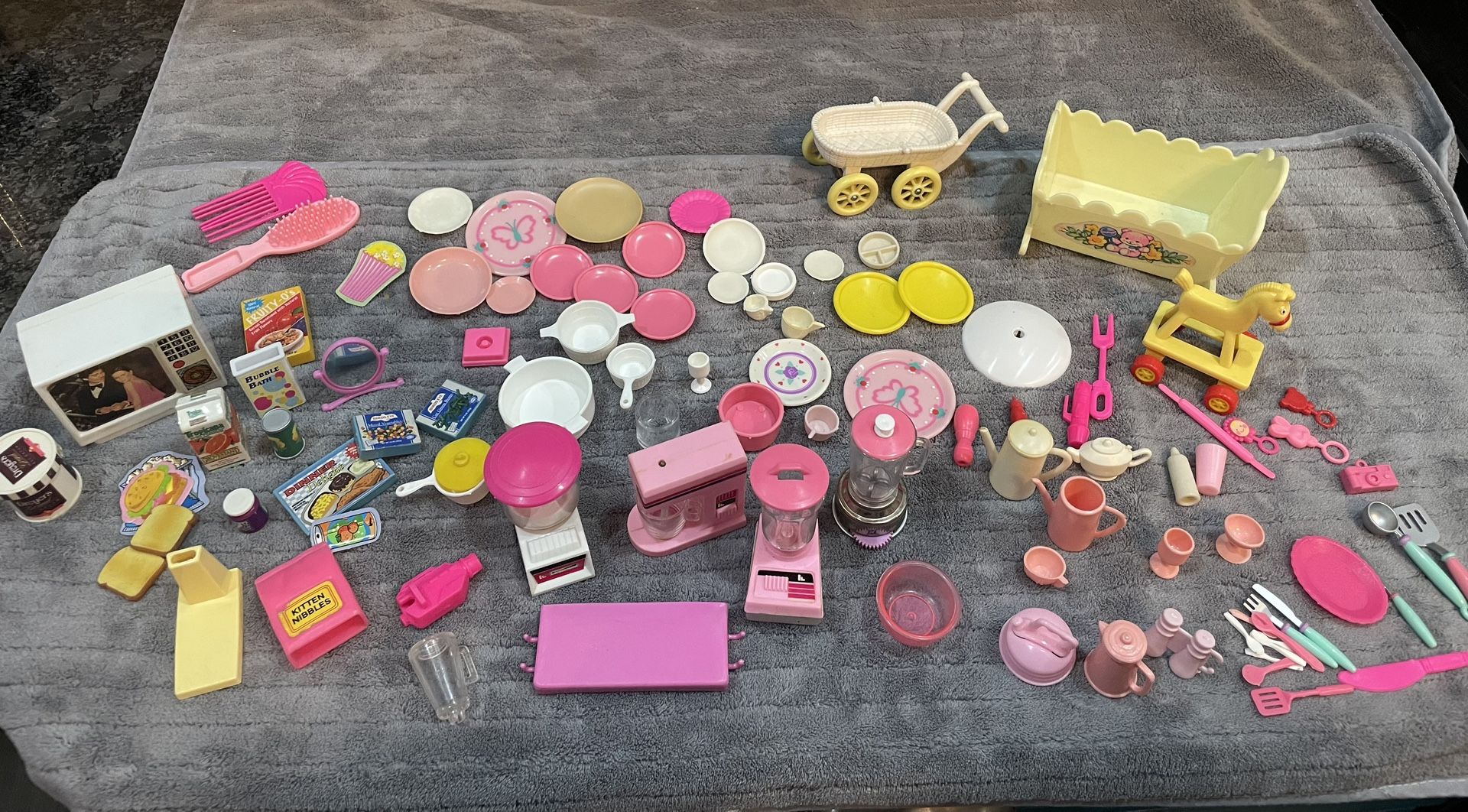 Vintage Barbie Plates Blenders TV Food & Accessories Lot