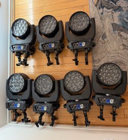 ⁠SHEHDS 19x15W LED RGBW Zoom Wash Moving Head Lights w/ Clamps (Like New)⁠