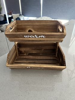 Solid Wood Fruit and Vegetable Rack - 2 Tier - Dark Walnut Stained