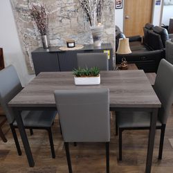 Gray 5 Pc Dining Set With 4 Gray Chairs lmew