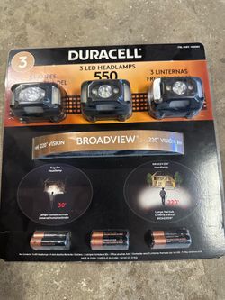 3 LED Duracell Headlamps  550 Lumens Broadview 220 Degree