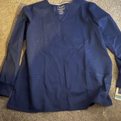 Cherokee Long Sleeve Scrub Top Navy