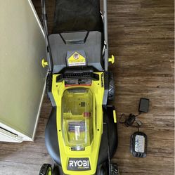 Lawnmower Ryobi 16 “ New Battery Ad And Charger Included