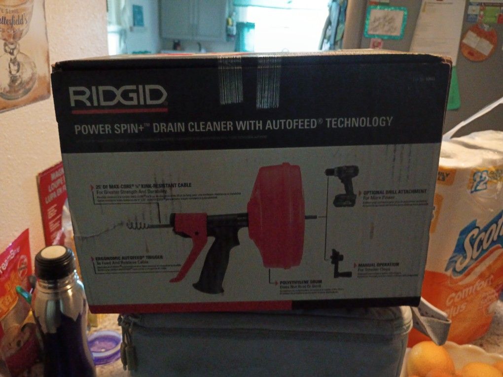 RIGID POWER SPIN+ DRAIN CLEANER WITH AUTO FEED TECHNOLOGY