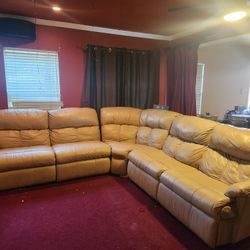 Leather Sectional And Chairs Set