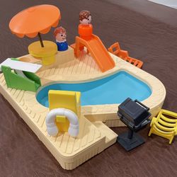 Vintage 1986 Fisher Price Little People 2526 Swimming Pool Set With Box