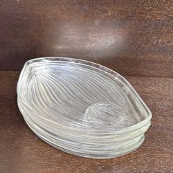 Vintage MCM 50’s Hawaiian Leaf 4 Piece Snack Set, Federal Glass Co.