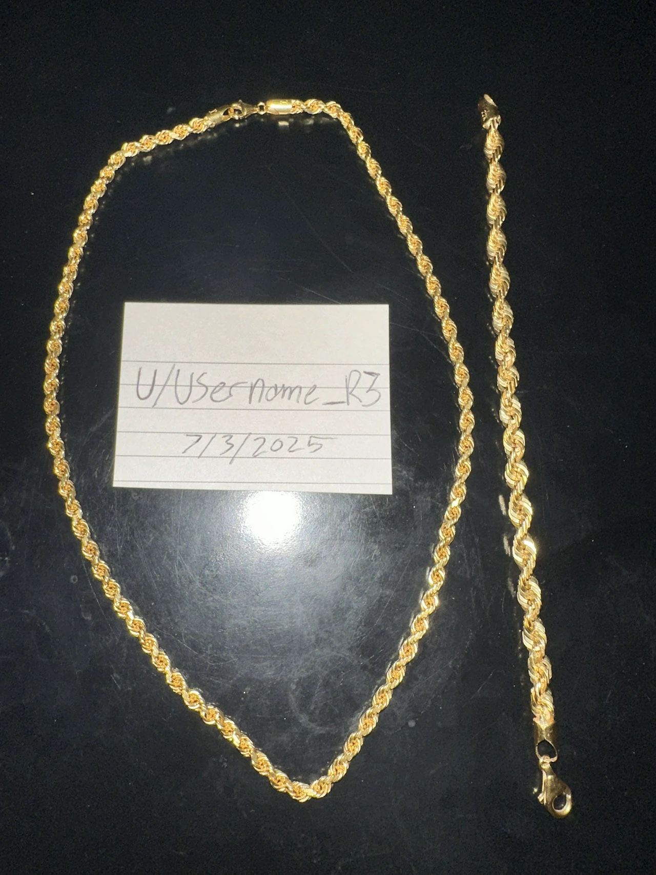 Jacoje 22k rope chain and 22k rope bracelet