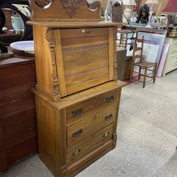 Antique rustic, three drawer secretary, desk
