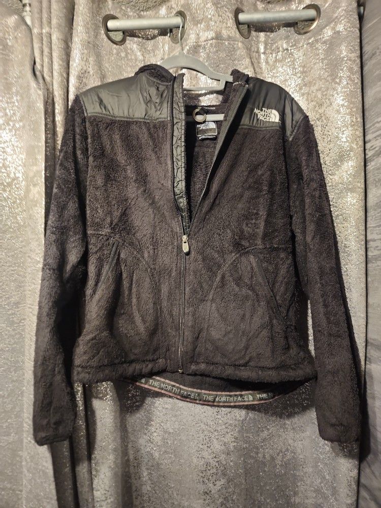 THE NORTH FACE Womens Black Fleece Zip Up Hoodie Jacket Size L