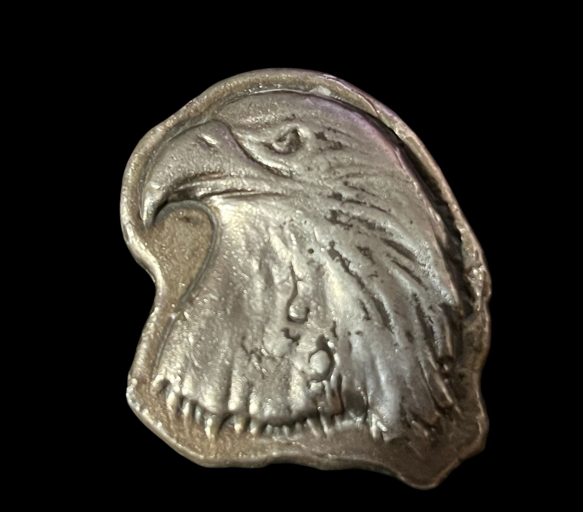 2.73 oz .999 FS Silver Bar – Hand Poured Eagle Head Art – #0001 – Patina