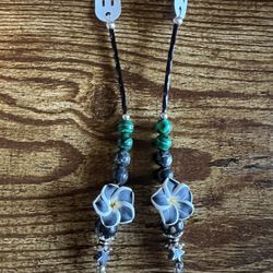 White Hair Clips With 3D Plumeria Beads And Butterfly Charms