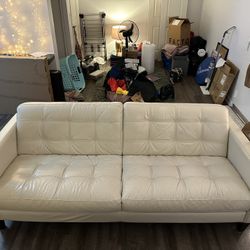 Mid-Century Modern Leather Sofa