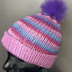 Unisex Reversible Adult Hand Knit Beanie