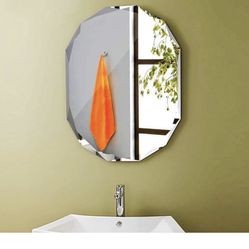 Polygon Wall Mirror, Classical Fashion Beveled Glass with Polished Cut Edges, Wall Mounted Mirror for Vanity Decoration Bathroom