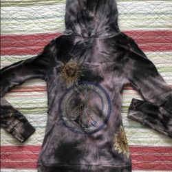 Peace Sign Zip Up Sweatshirt Size Small