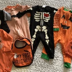 Size 6 Months Halloween Onesies Etc.
