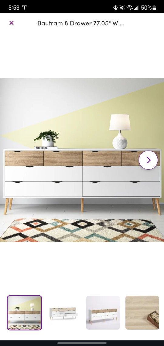 Mid Century/Scadanavian 8 Drawer Dresser - Large 77"