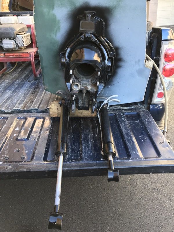 Transom assembly complete with hydraulic hoses and Y pipe